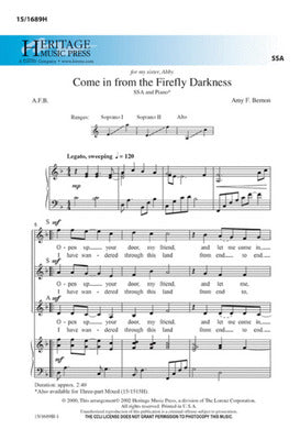 COME IN FROM THE FIREFLY DARKNESS SSA