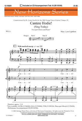 CANTATE HODIE (SING TODAY) 2 PART