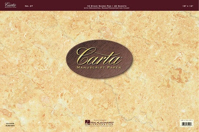 CARTA MANUSCRIPT NO 27 PRO 40 SHEETS 16 STAVE SCORE PAD