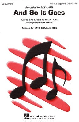 AND SO IT GOES SATB A CAPPELLA