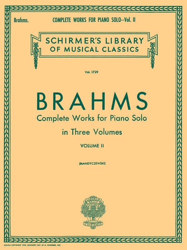 BRAHMS - COMPLETE WORKS FOR PIANO SOLO VOL 2
