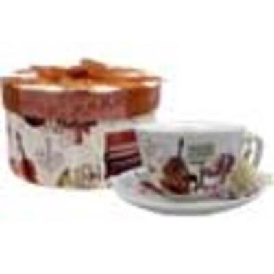 CUP AND SAUCER ELEGANT MUSIC WITH GIFT BOX