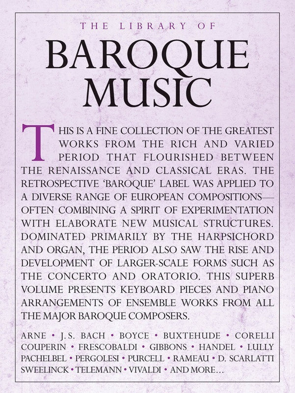 LIBRARY OF BAROQUE MUSIC PIANO SOLO