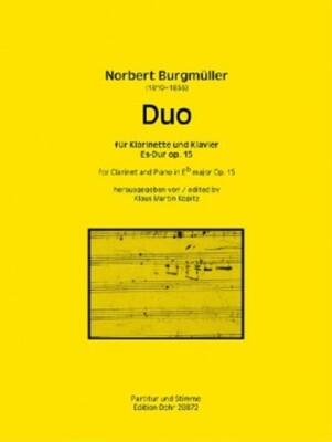 BURGMULLER - DUO E FLAT MAJOR OP 15 FOR CLARINET/PIANO