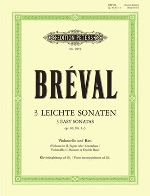 BREVAL - 3 EASY SONATAS OP 40 NO 1-3 CELLO & DOUBLE BASS