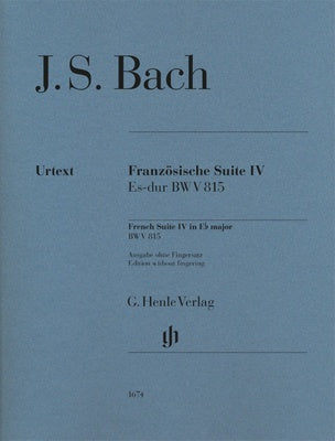 BACH - FRENCH SUITE NO 4 E FLAT MAJOR BWV 815 NO FINGERING