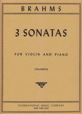 BRAHMS - 3 SONATAS OP 78 100 108 VIOLIN/PIANO ED GALAMIAN