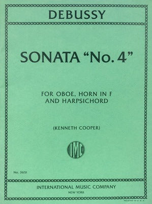 DEBUSSY - SONATA NO 4 FOR OBOE/HORN/HARPSICHORD
