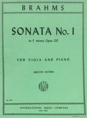 BRAHMS - SONATA NO 1 F MINOR OP 120 FOR VIOLA/PIANO
