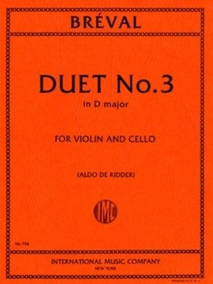 BREVAL - DUET NO 3 D MAJOR FOR VIOLIN/CELLO