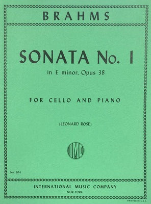 BRAHMS - SONATA NO 1 E MINOR OP 38 FOR CELLO/PIANO