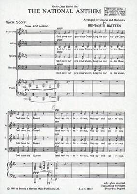 BRITTEN - THE NATIONAL ANTHEM SATB