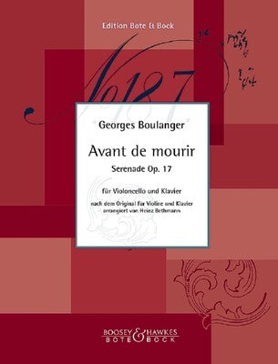 BOULANGER - AVANT DE MOURIR OP 17 CELLO/PIANO