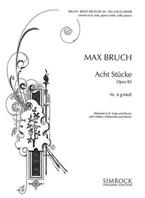 BRUCH - 8 PIECES OP 83 NO 6 G MINOR VIOLIN/VIOLA/PIANO
