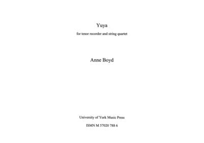 BOYD - YUYA FOR TENOR RECORDER/STRING QUARTET SCORE