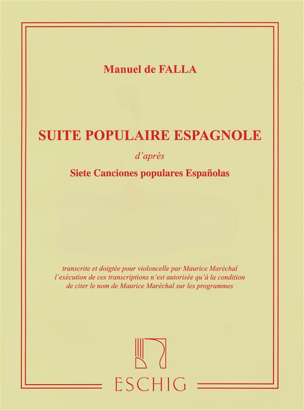 DE FALLA - SUITE POPULAIRE ESPAGNOLE CELLO/PIANO