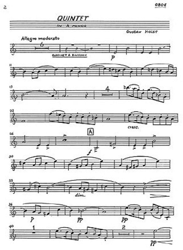 HOLST QUINTET A MIN OP3 PIANO/WNDS PARTS(A