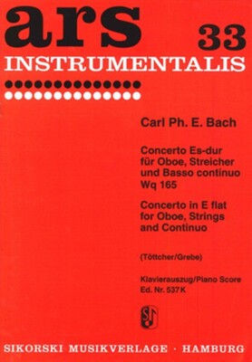 CPE BACH - CONCERTO E FLAT MAJOR WQ 165 OBOE/PIANO