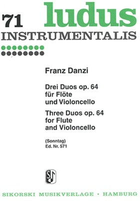 DANZI - 3 DUOS OP 64 FOR FLUTE/CELLO