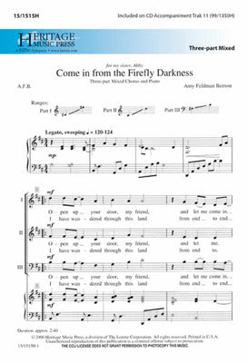 COME IN FROM THE FIREFLY DARKNESS 3 PART MIXED