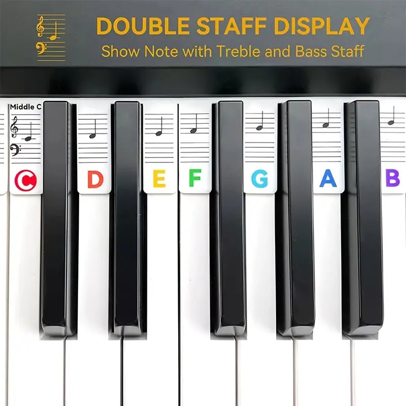 Piano Notes Silicone Strip - Removable Note Label for Piano (Fits both 88 & 61 Keys)
