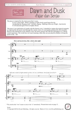 DAWN AND DUSK (FAJAR DAN SENJA) SATB DIVISI A CAPPELLA