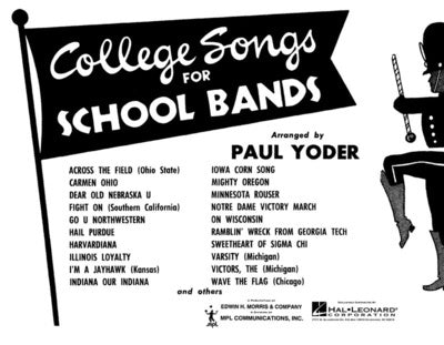 COLLEGE SONGS FOR SCHOOL BANDS BARITONE TC