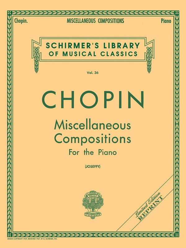 CHOPIN - MISCELLANEOUS COMPOSITIONS FOR PIANO