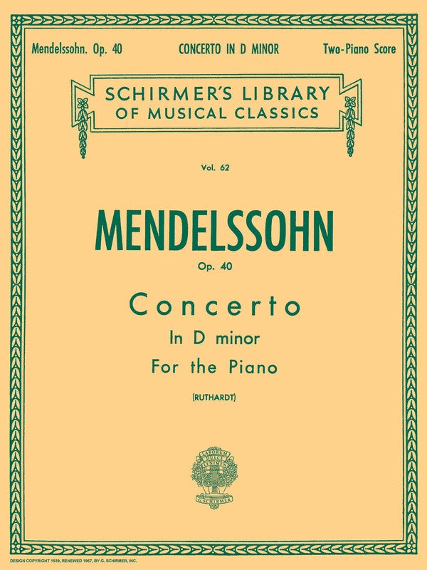 MENDELSSOHN - CONCERTO NO 2 D MIN OP 40 2P4H