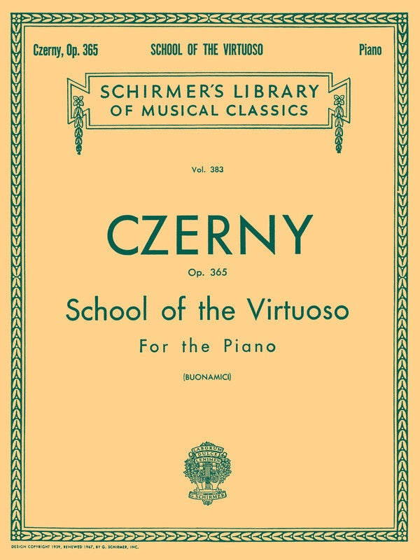 CZERNY - SCHOOL OF THE VIRTUOSO OP 365 PIANO
