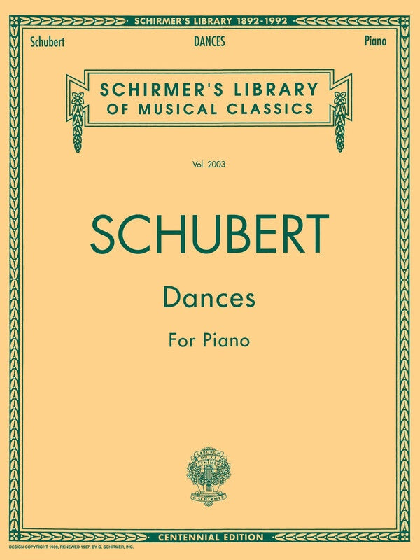 SCHUBERT - DANCES FOR PIANO