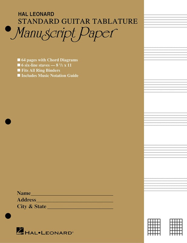 GUITAR TAB 64PG 6 X 6LINE STAVES +CHORD DIAGRAMS