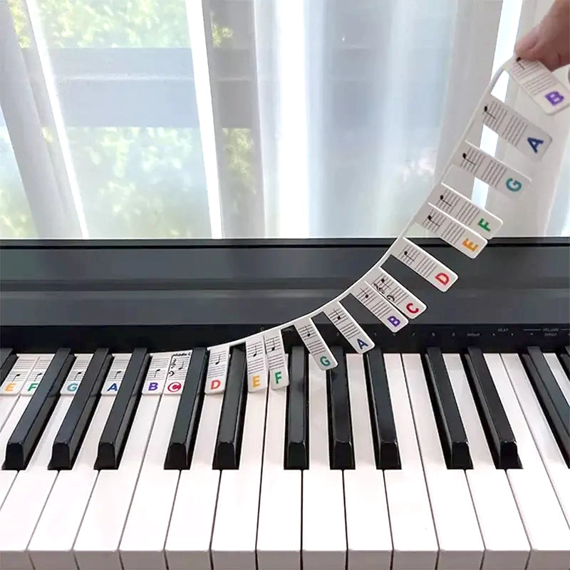 Piano Notes Silicone Strip - Removable Note Label for Piano (Fits both 88 & 61 Keys)