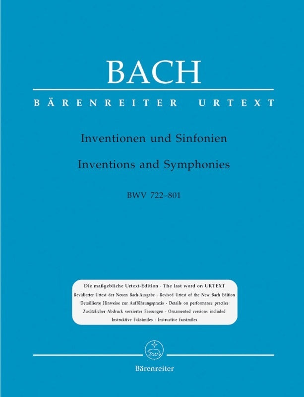 INVENTIONS TWO AND THREE PART URTEXT BWV 772-801