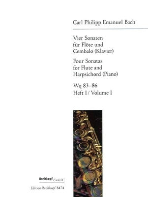 CPE BACH - 4 SONATAS VOL 1 WQ 83 WQ 84 FLUTE/PIANO