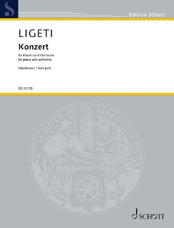 LIGETI - CONCERTO FOR PIANO/ORCHESTRA SOLO PART