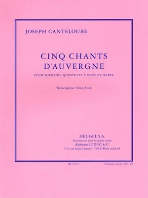 CINQ CHANTS DAUVERGNE SOPRANO/WIND QUINTET/HARP