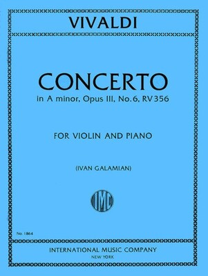 CONCERTO OP 3 NO 6 A MIN RV 356 VIOLIN/PIANO