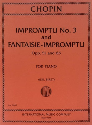 CHOPIN - IMPROMPTU NO 3 & FANTASIE-IMPROMPTU OP 51/66 PIANO