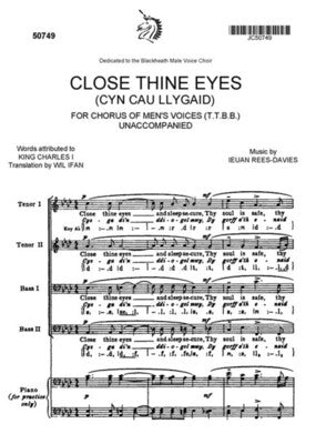 CLOSE THINE EYES TTBB/PIANO