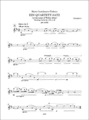 CASTELNUOVO-TEDESCO - EIN QUARTETT SATZ FOR STRING QUARTET