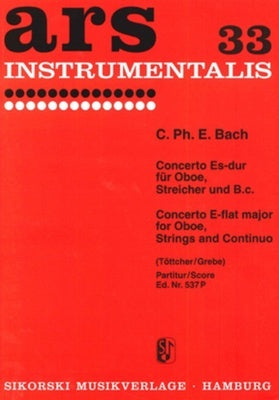 CPE BACH - OBOE CONCERTO E FLAT MAJOR WQ 165 SCORE
