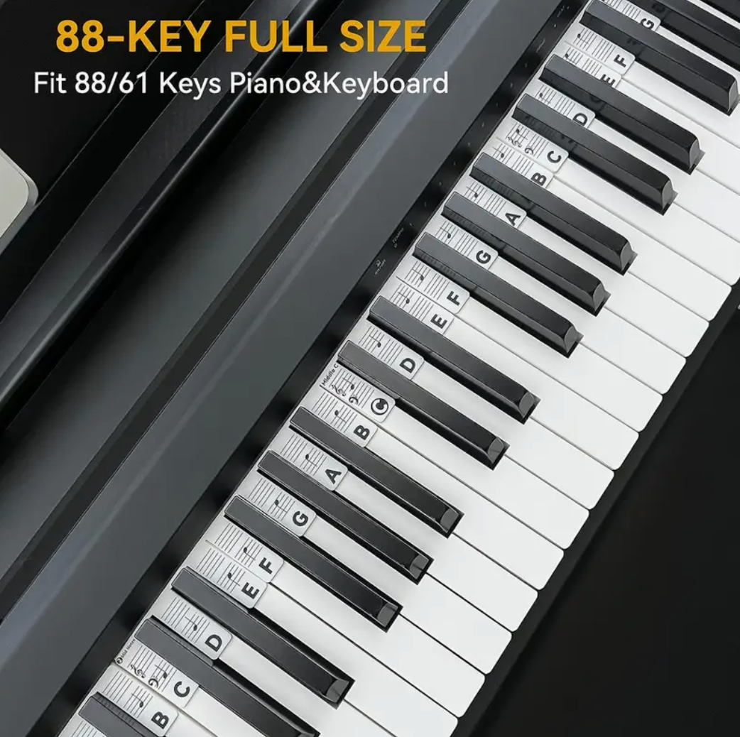 Piano Notes Silicone Strip - Removable Note Label for Piano (Fits both 88 & 61 Keys)