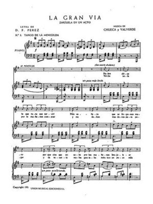 CHUECA & VALVERDE LA GRAN VIA NO.3 TANGO VOICE/P
