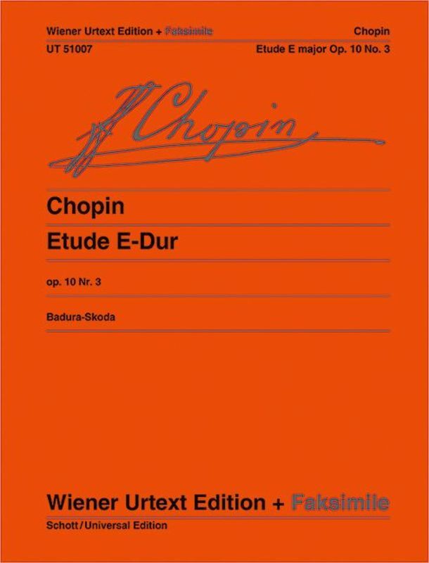 CHOPIN - ETUDE  E MAJOR OP 10 NO 3 URTEXT WITH FACSIMILE