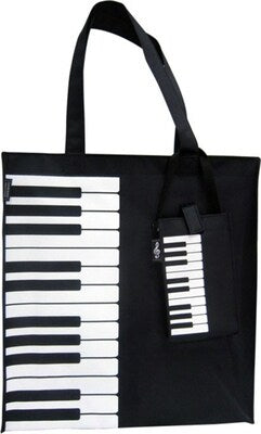 CANVAS TOTE BAG WITH KEYBOARD/PIANO DESIGN